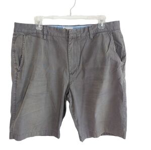 J.CREW Men Chino Shorts Size 36 Classic Flat Front 100% Cotton Gray Khaki EUC